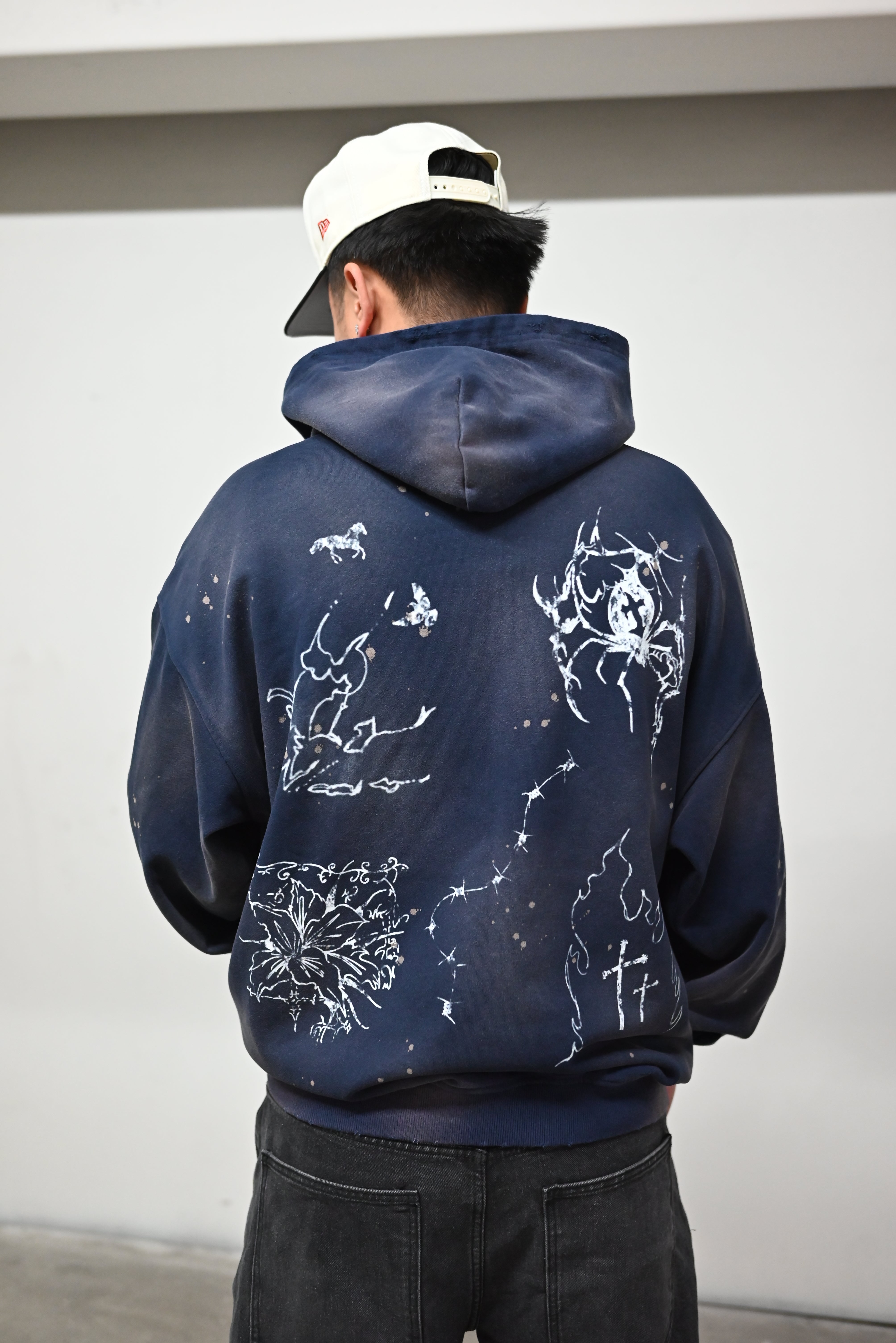 Celestial Washed Hoodie - Dark Blue